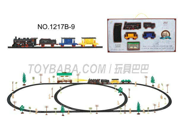 电动古典轨道火车配候车亭(101PCS,带灯)