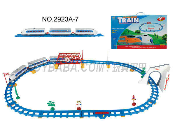 电动轨道火车配天桥和隧道(51PCS,带灯)