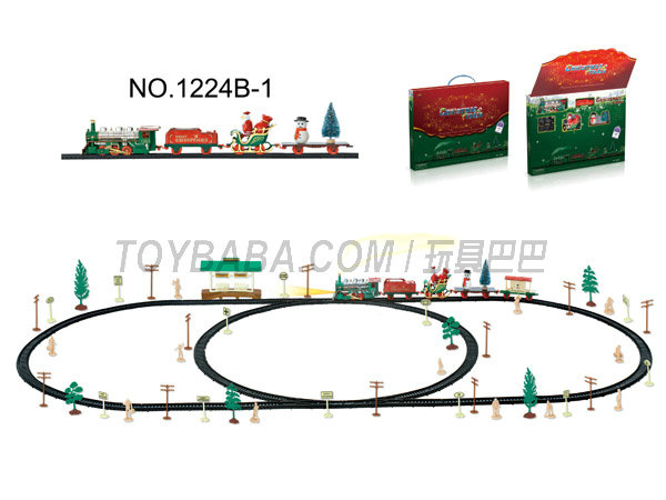 圣诞电动轨道火车配候车亭(101PCS,带灯光)