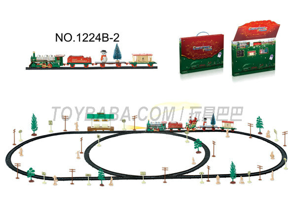 圣诞电动轨道火车配候车亭(101PCS,带灯光)