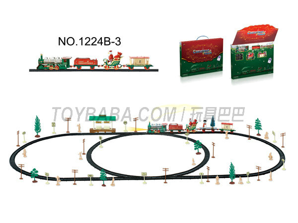 圣诞电动轨道火车配候车亭(101PCS,带灯光)