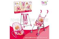 婴儿玩具组合三件套（摇椅，秋千，铁车）+14”IC公仔