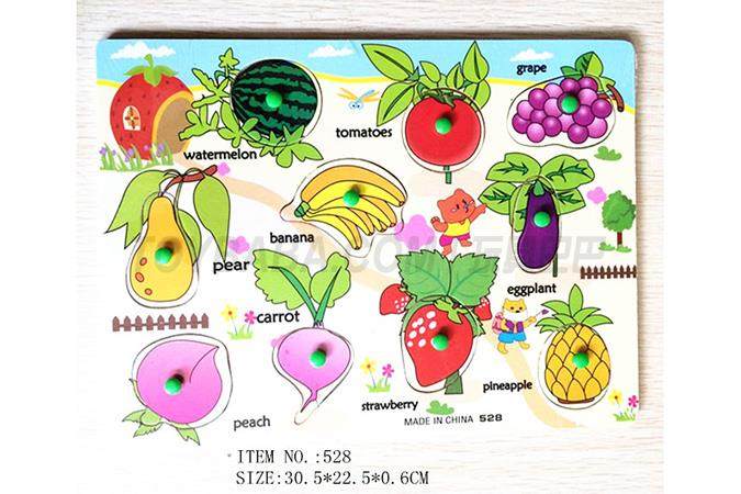 拼图儿童智力玩具益智拼插拼装玩具  水果英文单词手抓拼图