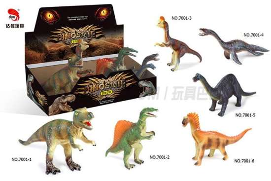 动物模型仿真玩具 12寸搪胶恐龙6款混装  软胶恐龙玩具