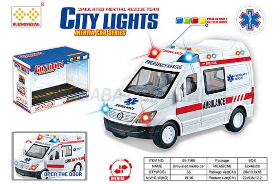 儿童玩具车系列 仿真惯性救护车带灯光音乐