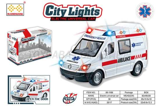 儿童玩具车系列 仿真电动万向（滑行）二种功能救护车带灯光音乐