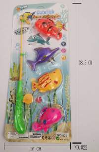 鱼竿+4吹瓶鱼 钓鱼玩具