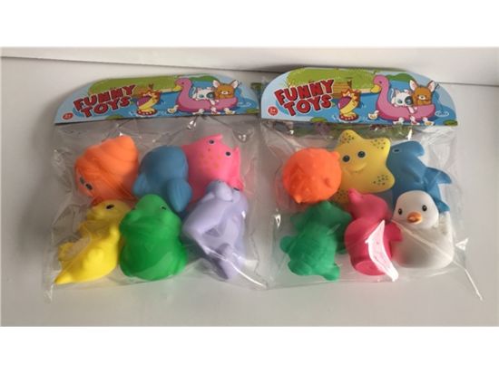 6只搪胶喷水动物 公仔玩具