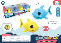 上链鲨鱼 上链动物浴室戏水玩具开窗包装盒