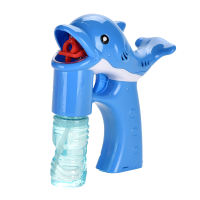 实色新尖嘴海豚带灯光音乐泡泡枪 2瓶水