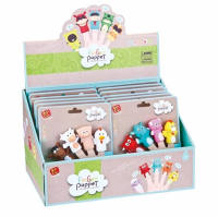 动物手指偶12只装展示盒 搪塑搪胶玩具