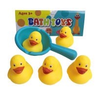 浴室戏水搪胶鸭5只配鱼捞 搪胶玩具