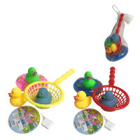 浴室戏水彩色搪胶鸭3只配鱼捞.泳圈 搪胶玩具
