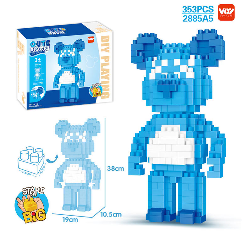 DIY蓝色暴力熊大颗粒益智积木玩具 益智积木玩具（353PCS）