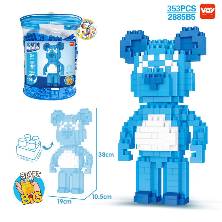 DIY蓝色暴力熊大颗粒益智积木玩具 益智积木玩具（353PCS）
