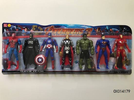 雷神，绿巨人，美国队长，钢铁侠，蜘蛛侠，蝙蝠侠，超人组合/16CM