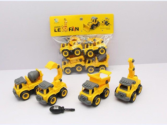 拆装工程车 益智玩具（勾.吊.斗.水泥）4只