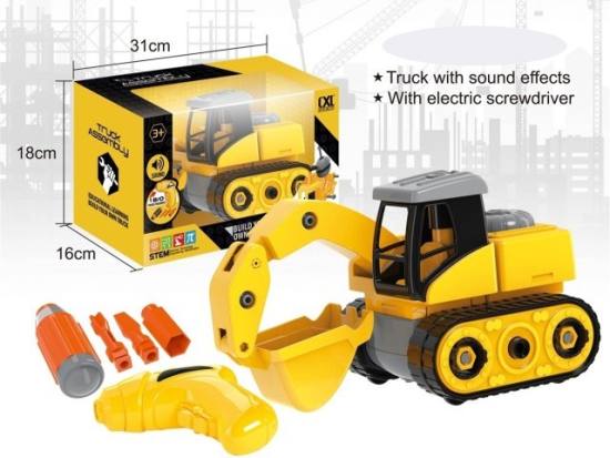 DIY挖土机工程车配手电钻带声音   (2粒1.5V、AA、无包电) 电动玩具