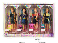 高挡实身长辫时装公主4人展示盒 娃娃玩具
