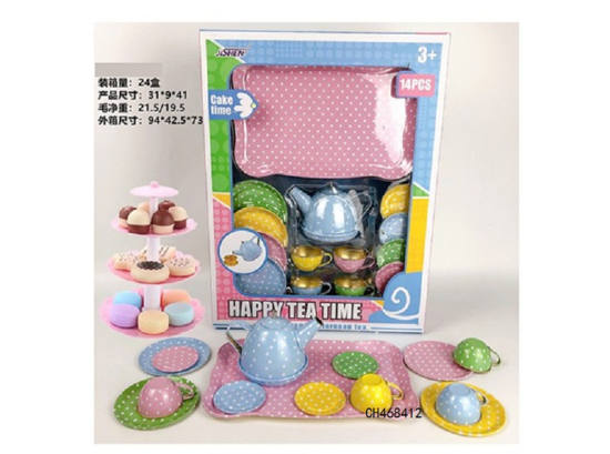 圆点茶具甜品塔礼盒套装 过家家玩具