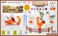彩绘家禽世界 家禽动物玩具（3只装2笔1盘6色1树1蛋）