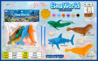 彩绘海洋世界 海洋动物玩具（4只装2笔1盘6色2蛋）