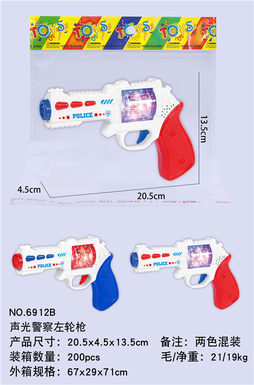声光警察左轮枪（须按2节5号1.5V AA电池，不包含电池）
