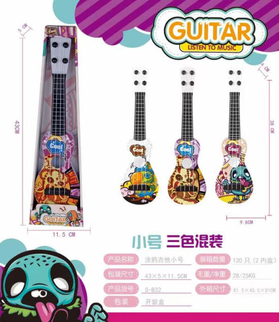 涂鸦小号吉他玩具 尤克里里 乐器玩具音乐玩具