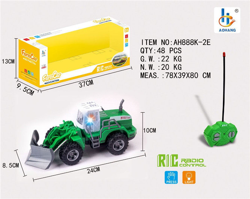 1：30四通遥控农夫翻土车绿色（单只款）合金车玩具