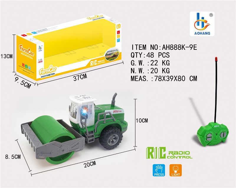 1：30四通遥控农夫压平车绿色（单只款）合金车玩具