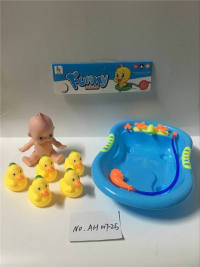 5只搪胶动物+婴童配大浴池搪胶玩具