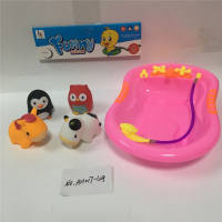 4只喷水动物配大浴池搪胶玩具