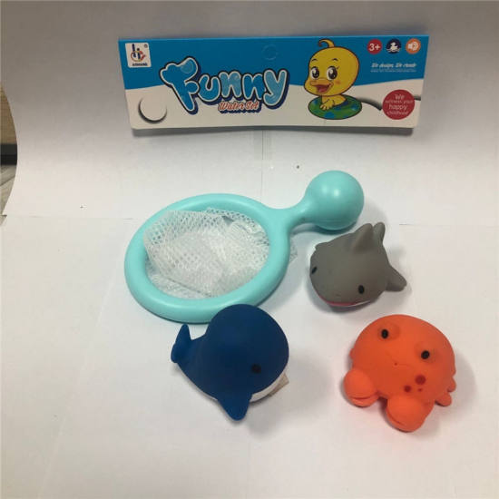 渔捞+3只喷水动物搪胶玩具