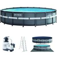 INTEX16尺圆形管架水池套装地面地上泳池