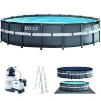 INTEX18尺圆形管架水池套装地面地上泳池