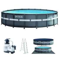 INTEX20尺圆形管架水池套装地面地上泳池