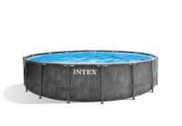 INTEX15尺圆形木纹管架水池套装地面支架游泳池