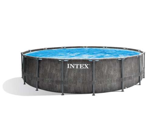 INTEX15尺圆形木纹管架水池套装地面支架游泳池