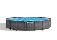 INTEX18尺圆形木纹管架水池套装地面支架游泳池