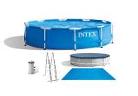 INTEX15尺圆形管架水池套装大型支架游泳池