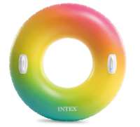 INTEX彩虹泳圈充气成人游泳圈