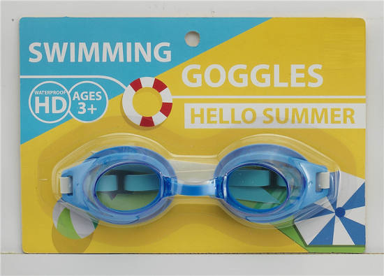 青少年泳镜（吸板）PS镜片、橡胶带二色混装（蓝、粉红）