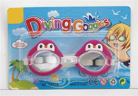 卡通红企鹅泳镜（中英文吸版）PS镜片、橡胶带