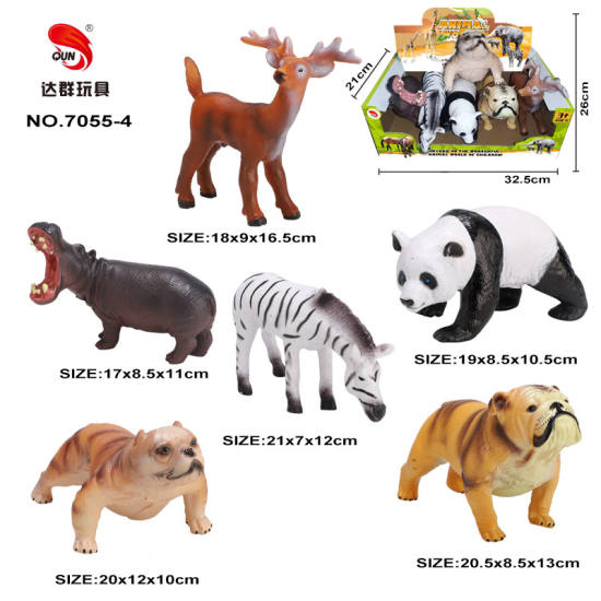 搪胶动物套装动物玩具(6只庄）