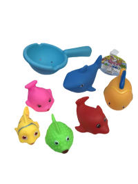6只浴室戏水搪胶海洋动物配鱼捞 搪胶玩具 公仔玩具