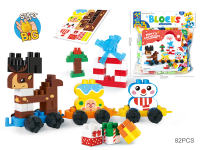 圣诞火车麋鹿拼装积木儿童桌面叠叠乐益智玩具 有GCC（82PCS)
