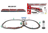 红外线双向遥控地铁轨道火车配人字形天桥                      (76PCS, 带音乐和灯光)