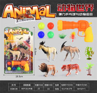 弹力乒乓球枪+动物组合 动物模型玩具