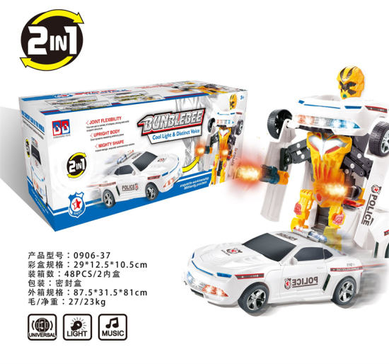 电动警车变形机器人玩具 变形汽车玩具车