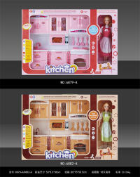 3主体+芭比灯光声音厨房组合柜过家家玩具